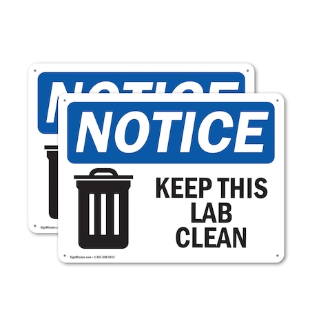 Signmission Keep This Lab Clean, 14 in W x Rectangle, Aluminum OS-2PACK-NS-A-1014-L-13876